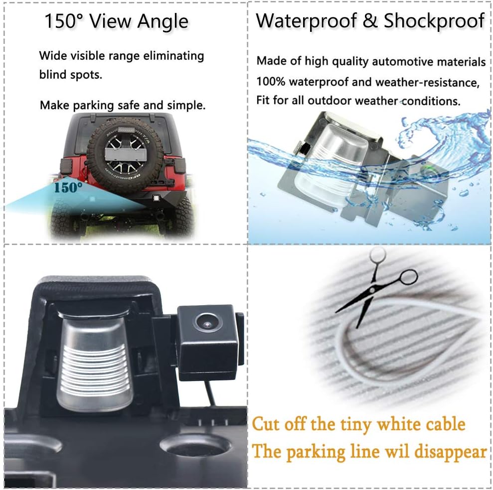 Rear View Reverse Camera Kit for Jeep Wrangler JK Unlimited Pack of 2 C9809