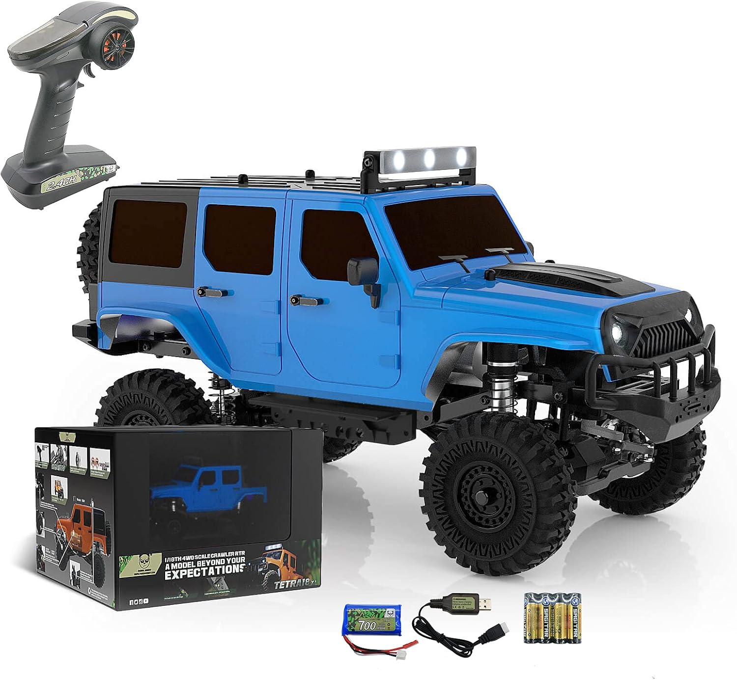 Blue 1/18 4WD RTR Remote Control Rock Crawler J19394