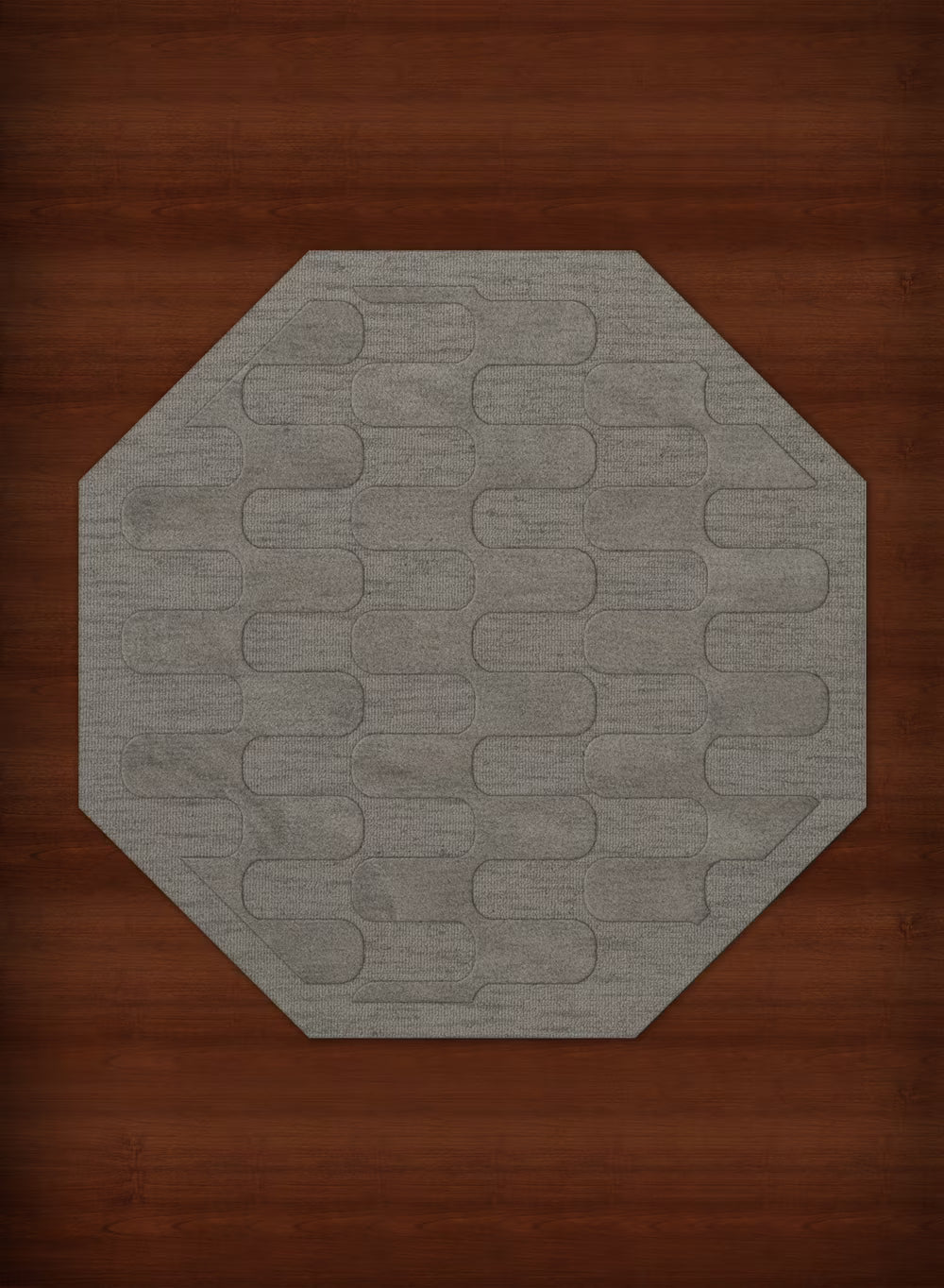 Silver Grid Waves 8' x 8' Octagon Area Rug P196