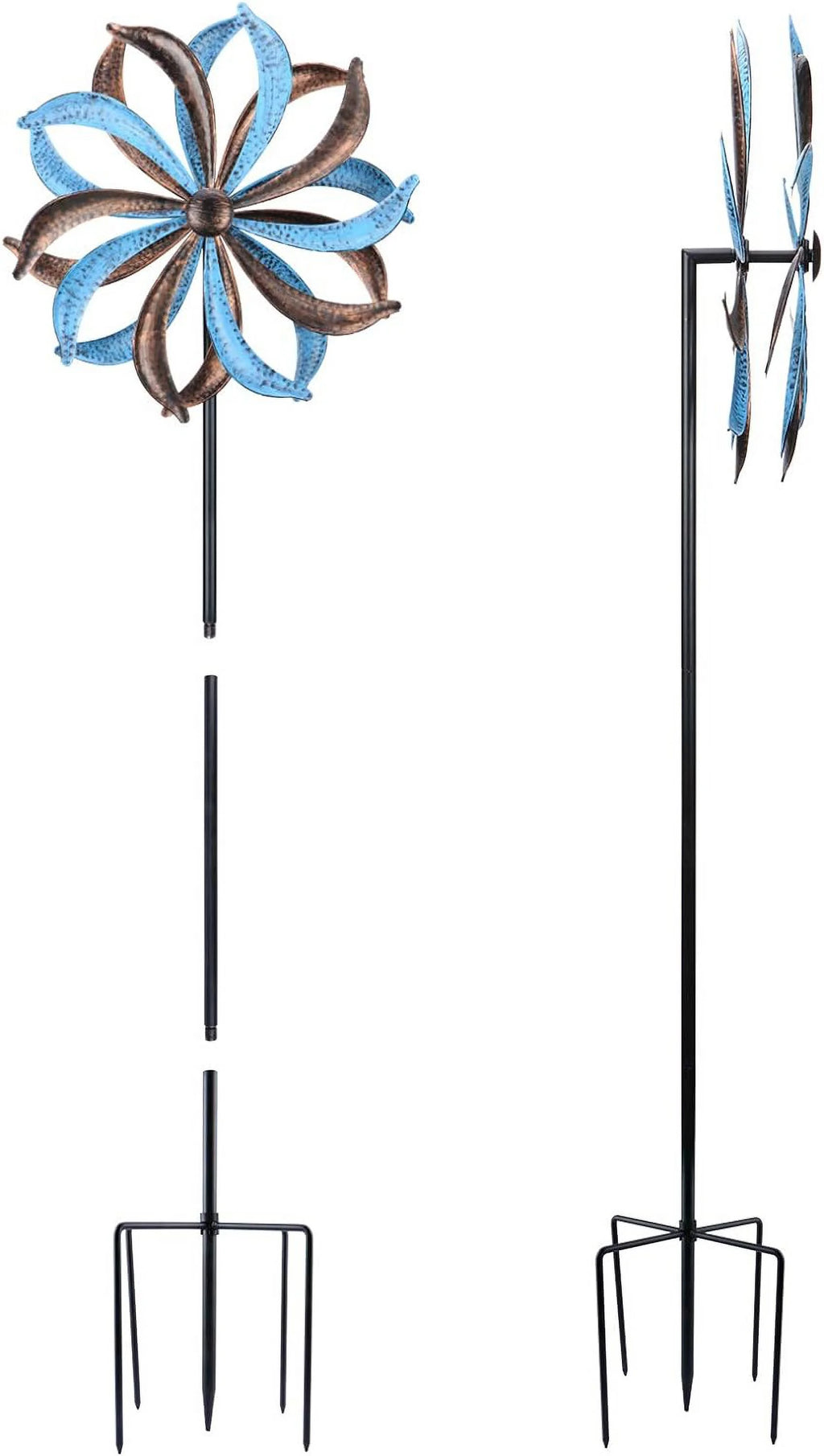 Blue Flower Metal Stake Wind Spinner K64342