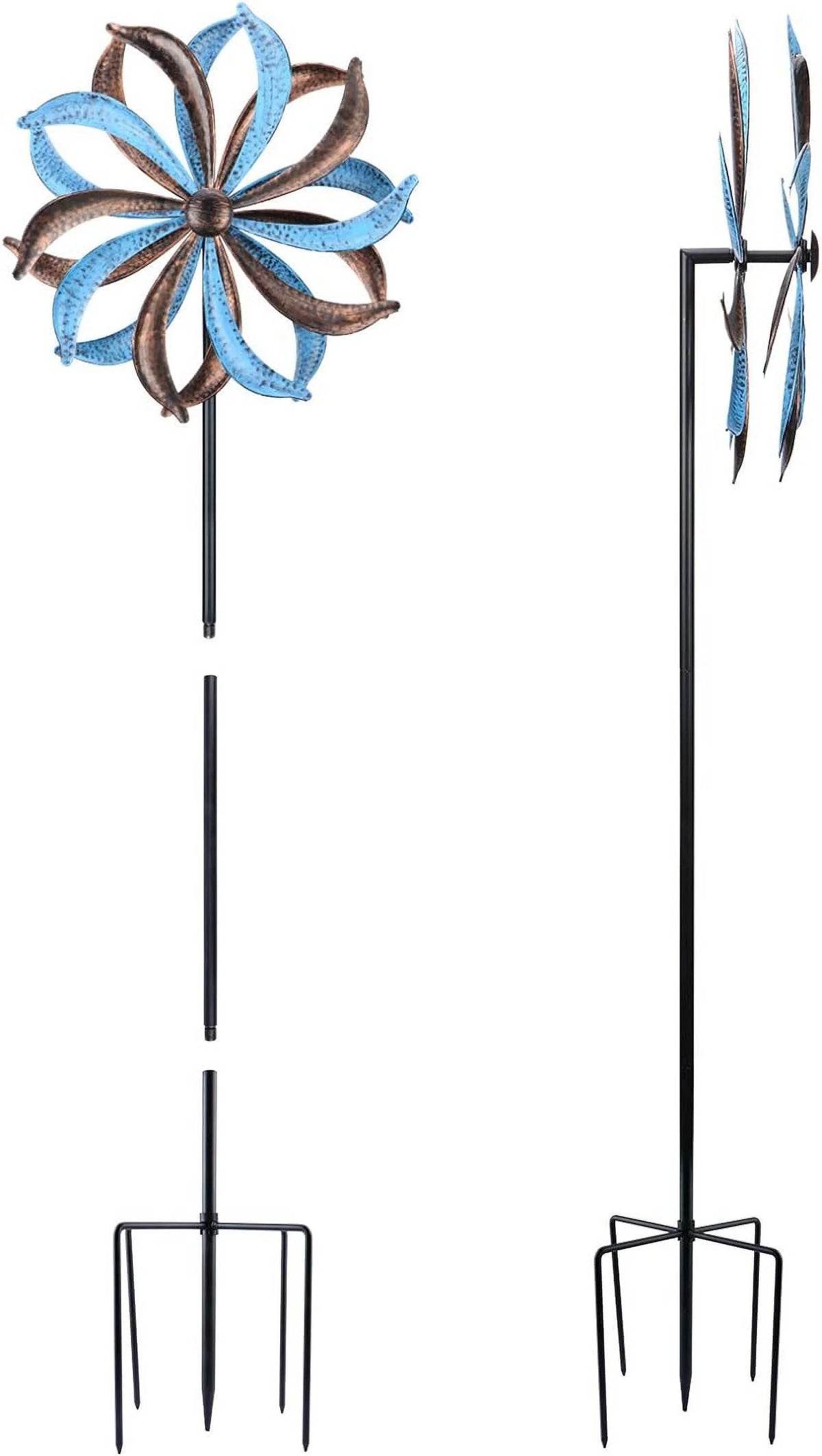 Blue Flower Metal Stake Wind Spinner K64342