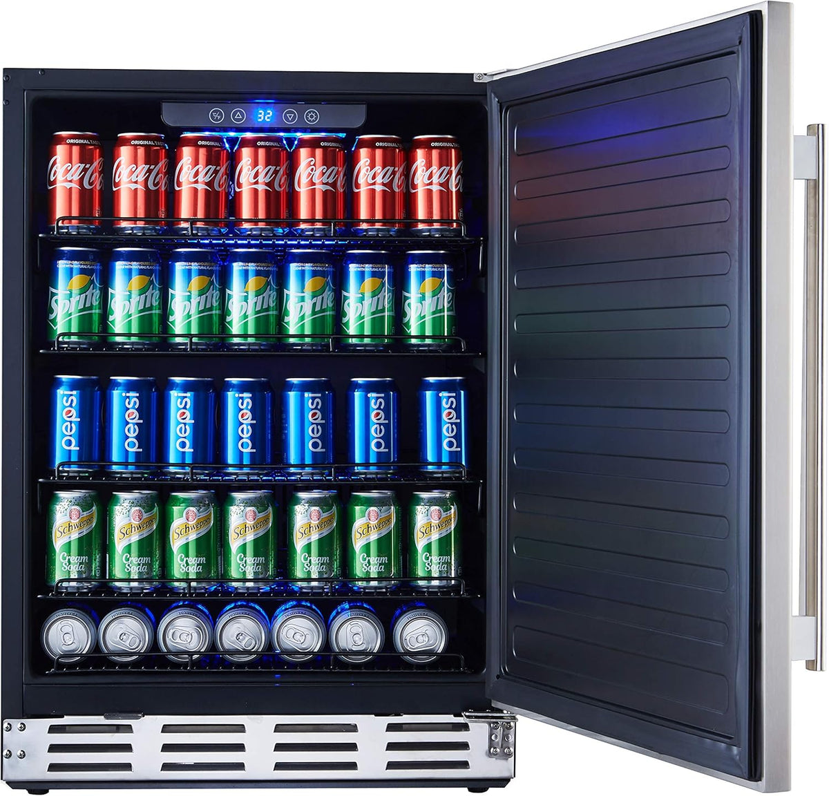 Stainless Steel Beverage Refrigerator, Under Counter 24 inch, 154 Cans D75560