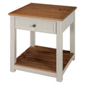 Ivory End Table with Natural Wood Top G9620