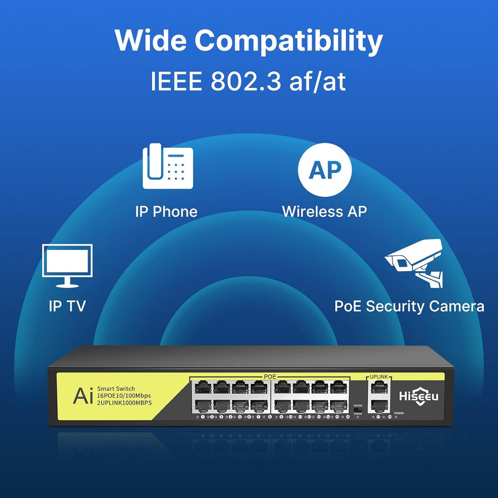 8 Port PoE Switch with 2 Ethernet Uplink Ports, 120 W, Metal Case M246834