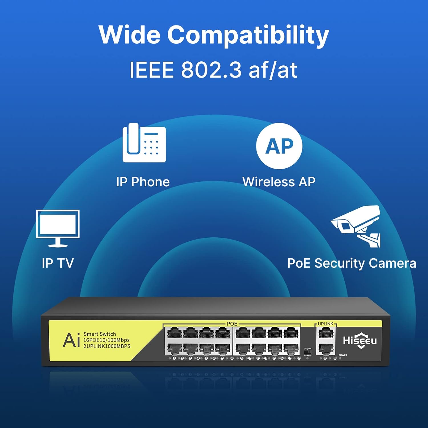 8 Port PoE Switch with 2 Ethernet Uplink Ports, 120 W, Metal Case M246834