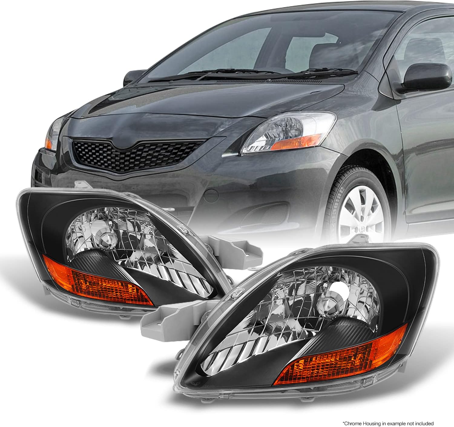 Black Headlights Pair for Toyota Yaris Sedan U218929