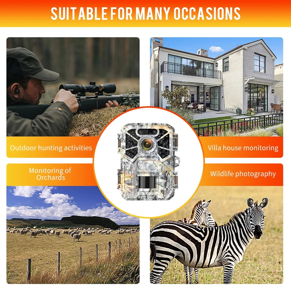 30MP 2K Infrared Night Vision Waterproof Trail Camera with 120° Wide Angle Lens H3039
