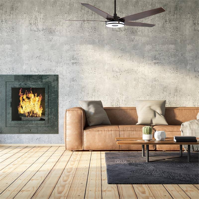 Dark Brown Smart Ceiling Fan with Dimmable LED Light and Remote H57774