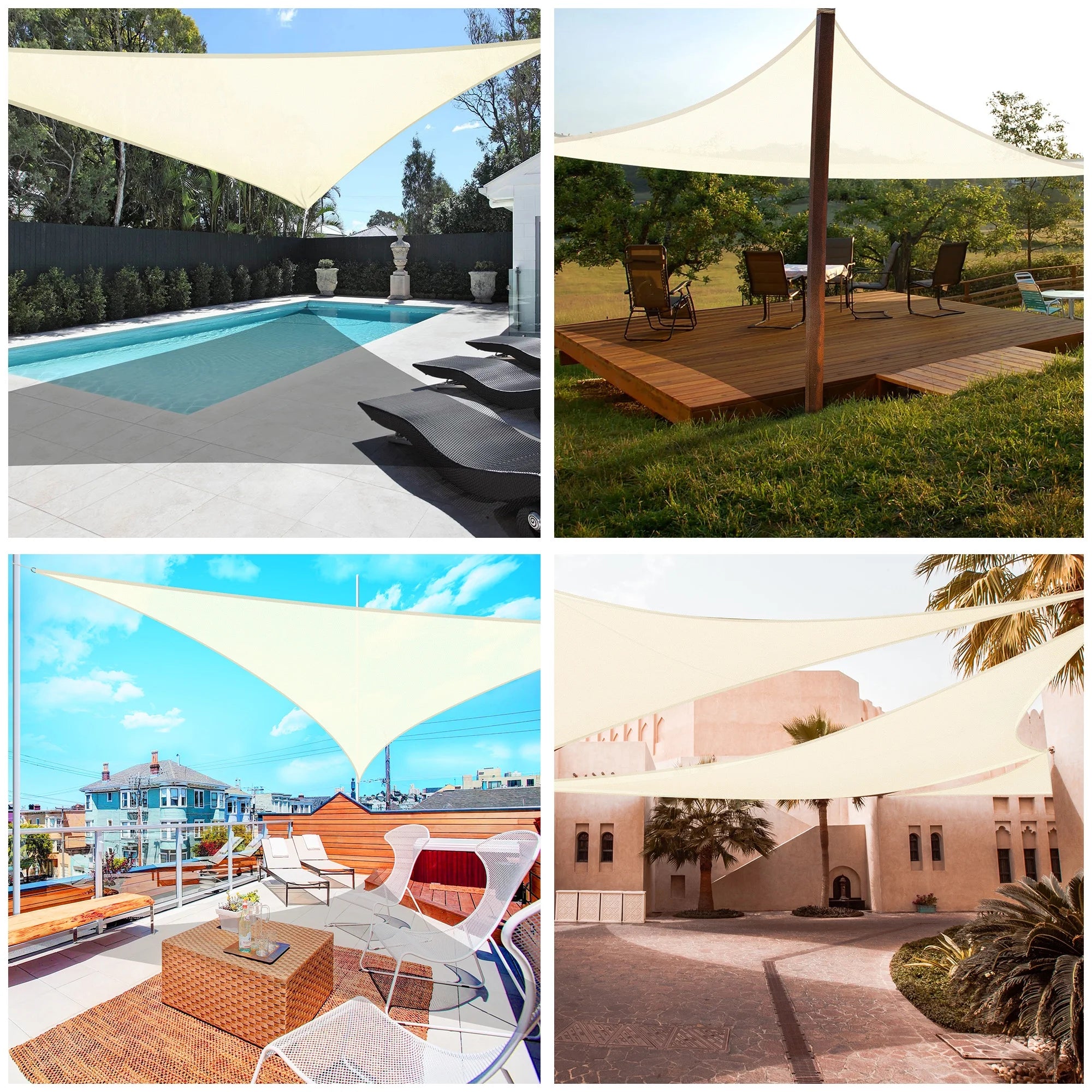 Off White Triangle Sun Shade Sail Canopy R4335
