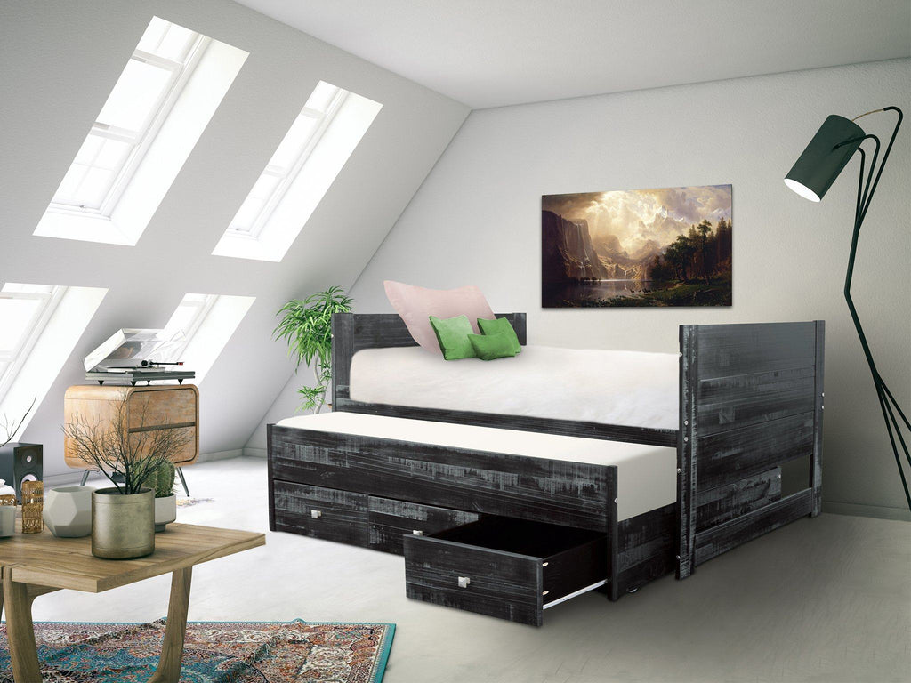 Twin Captains Bed with Twin Trundle and 3 Built in Drawers E357879