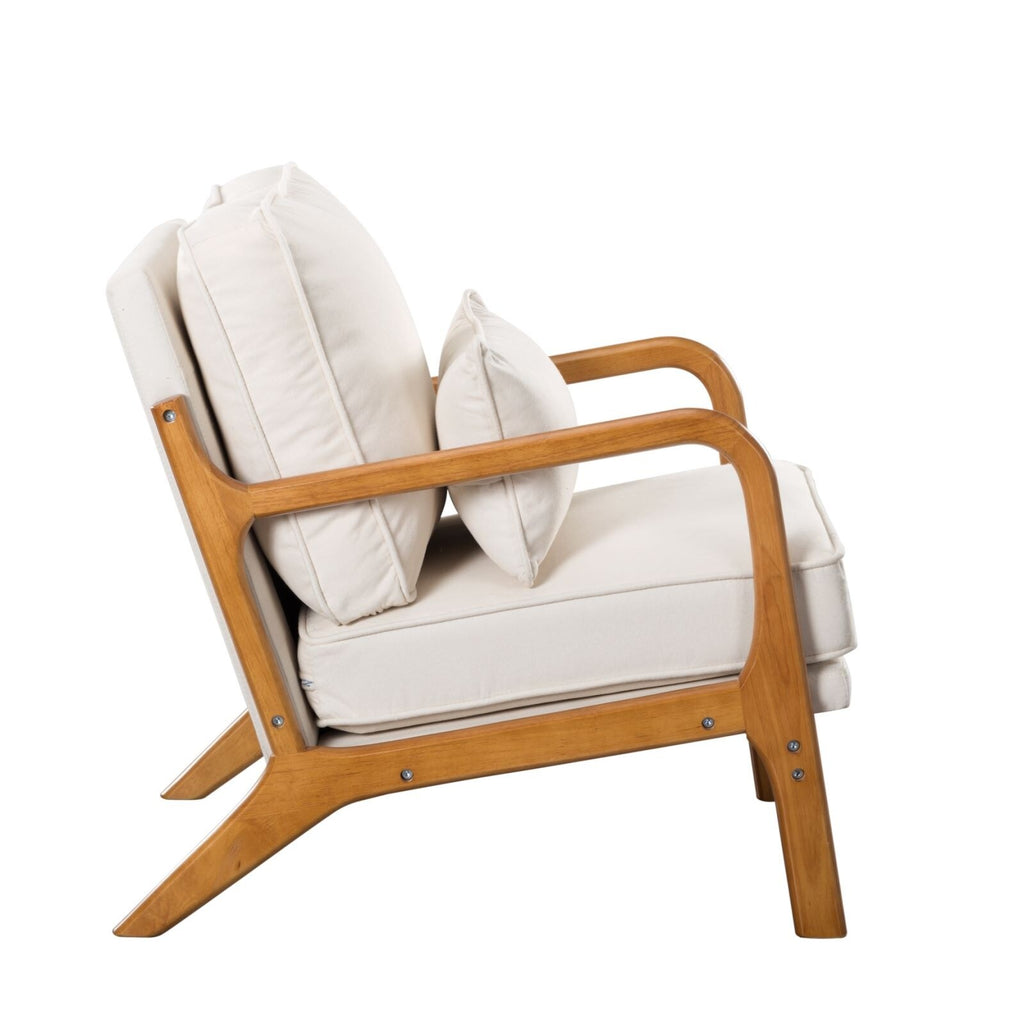 Beige Linen Blend Accent Chair I4043