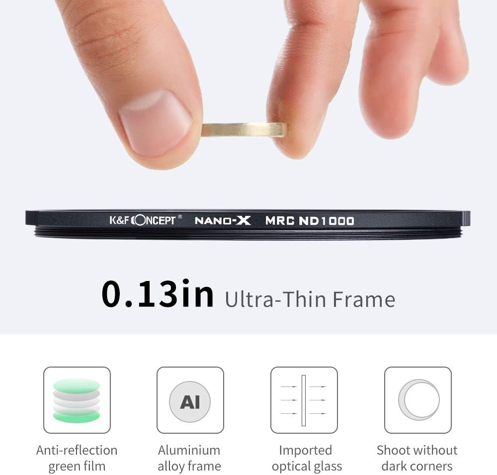 95mm ND1000 10-Stop Fixed Neutral Density Filter, HD Hydrophobic Super Slim Multi-Layer Coatings Glass Filter, Pack of 2 G21884