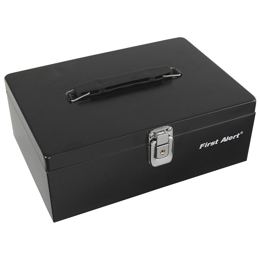 Black/Silver Locking Steel Cash Box W8726