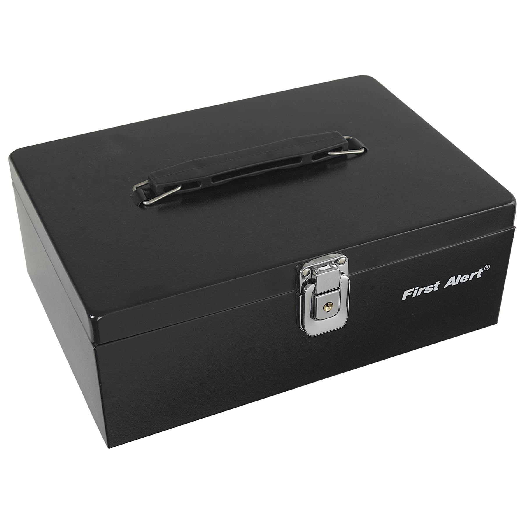 Black/Silver Locking Steel Cash Box W8726