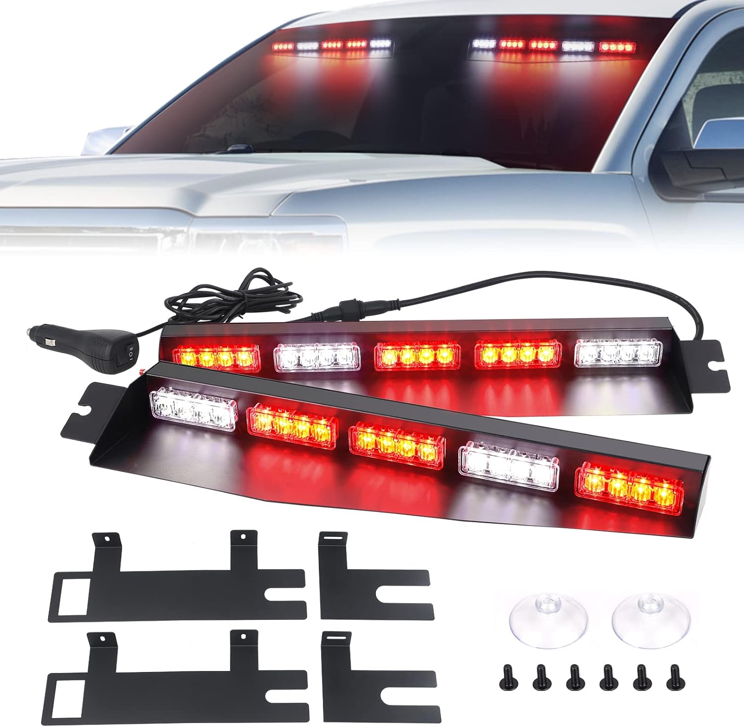 34 inches 40 LED Green White Strobe Light Bar for Trucks W2593