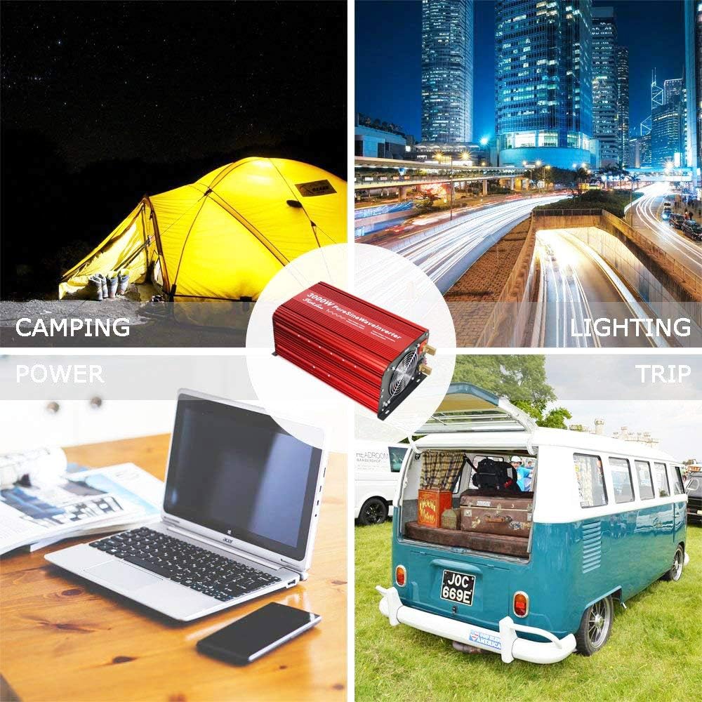 DC12V to AC110V60Hz Pure SINE Wave Power Inverter 3000W with LCD Wire Remote KIT B292