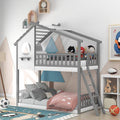 Gray Wood Kids Bunk Bed with Ladder D4662