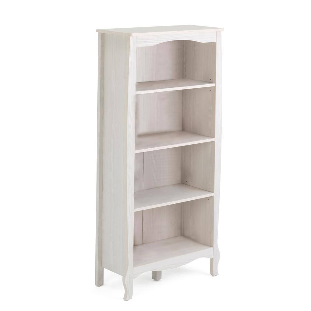 White Wood Bookcase 4-Shelf E866765