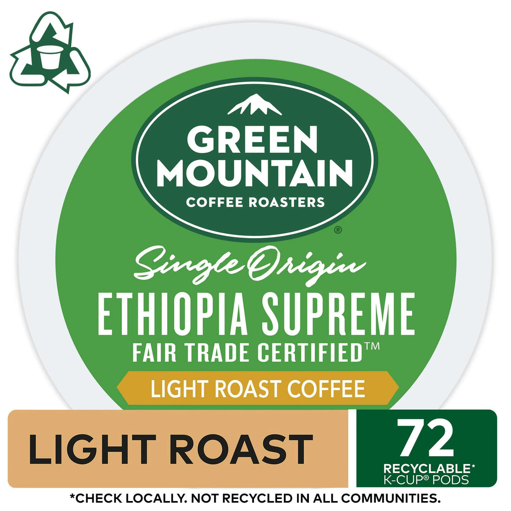 Ethiopia Supreme Light Roast Coffee K Cup Pods, 72 Count I2196