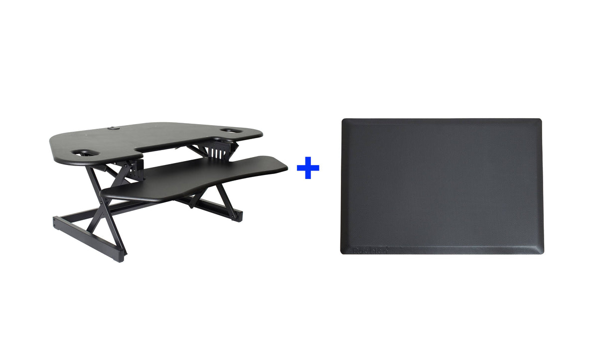 46x22 Height Adjustable Corner Standing Desk Converter with Anti Fatigue Mat N142785