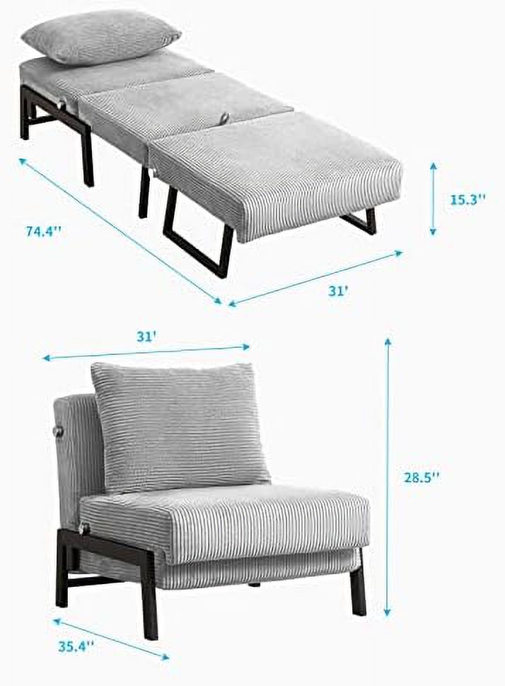 Light Grey Velvet Convertible Futon Sofa Bed P30931