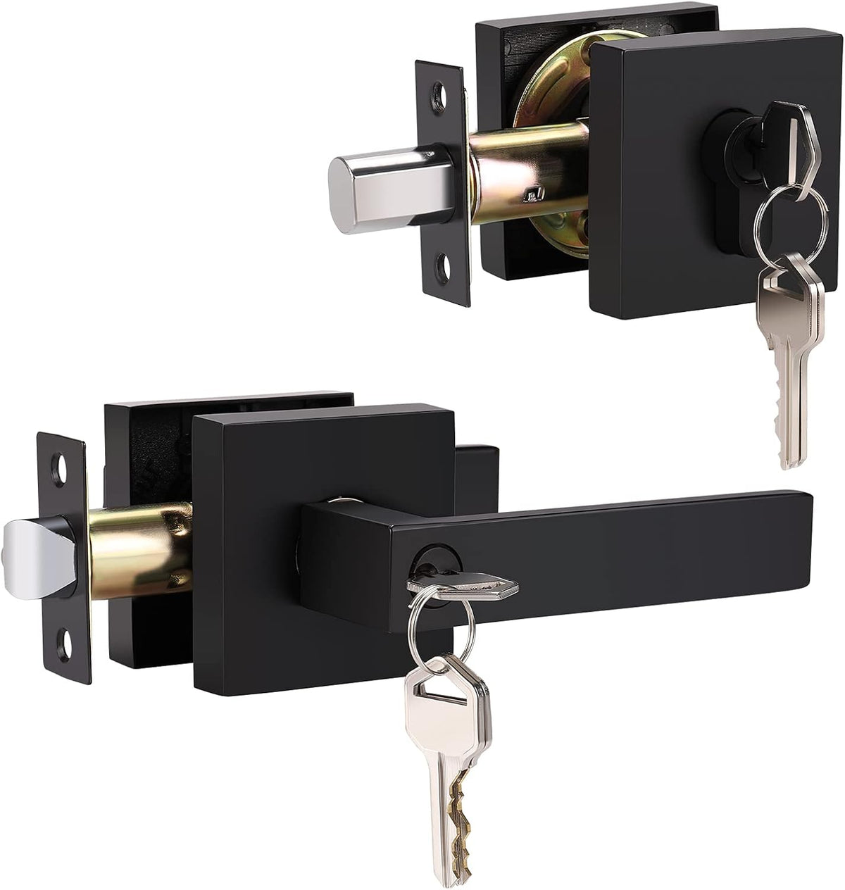 6 Pack Matte Black Privacy Door Lever with Lock O321