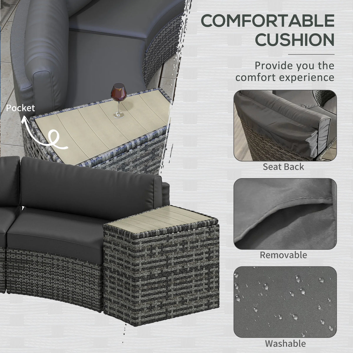 Gray 8pc Patio Furniture Set with Sofa and Chair I46892