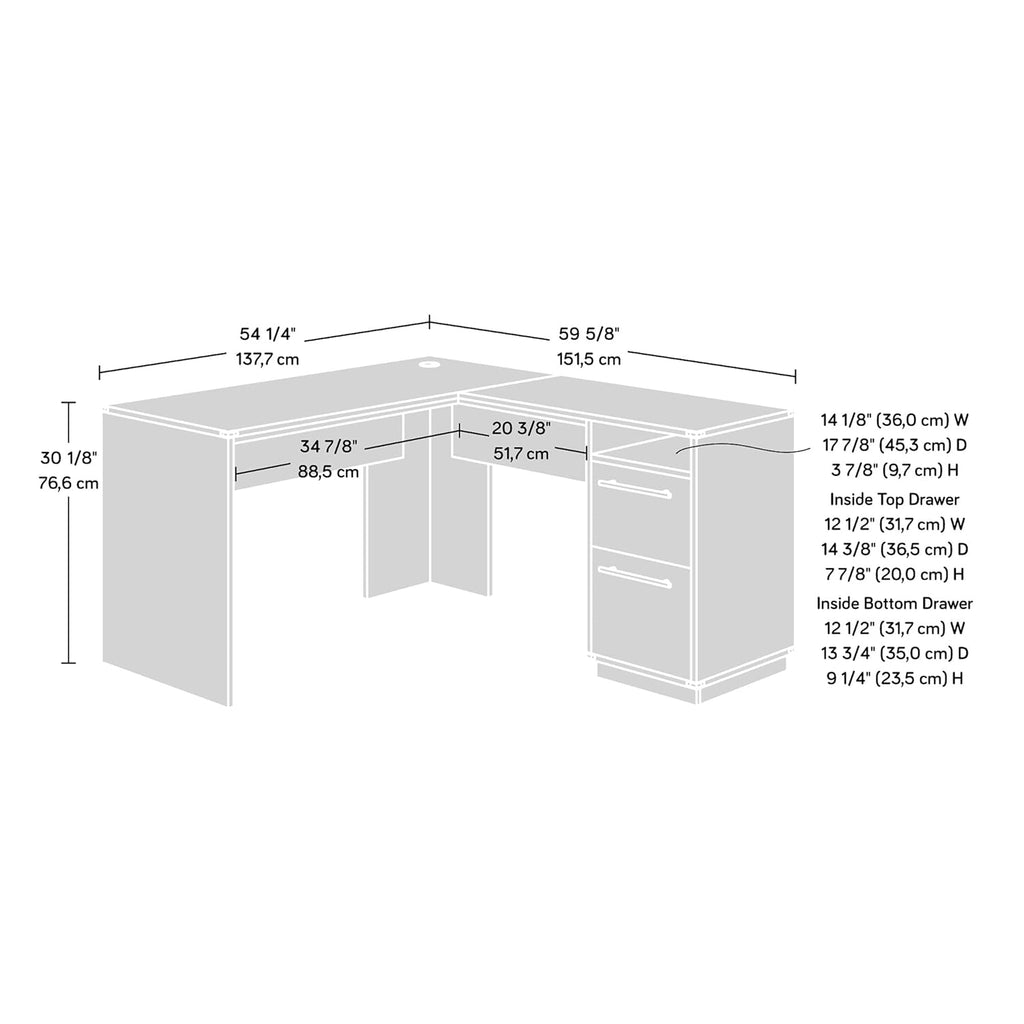 L-Desk, Pearl Oak Finish H11943