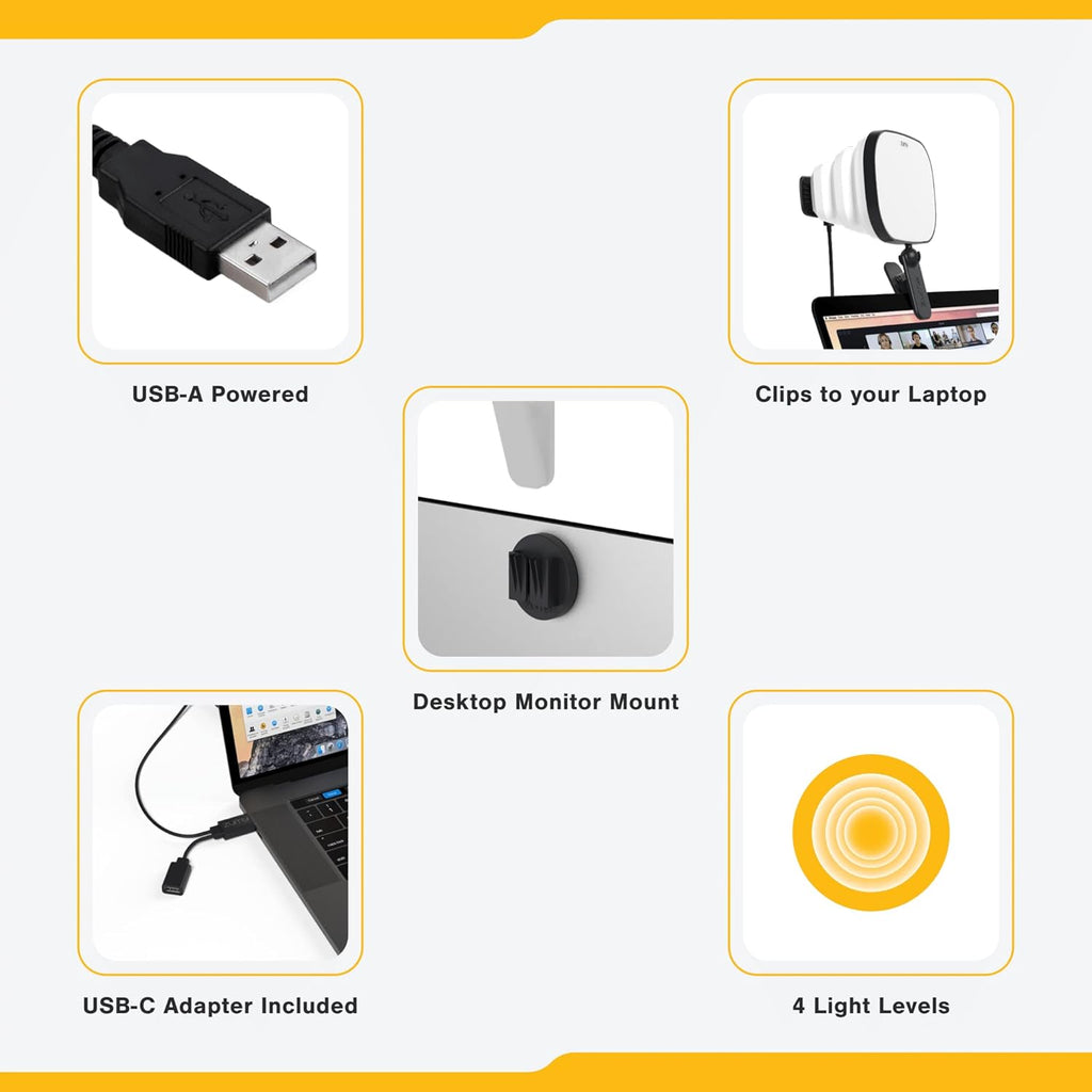 Portable USB Video Conference Light with 4 Soft Light Levels J712