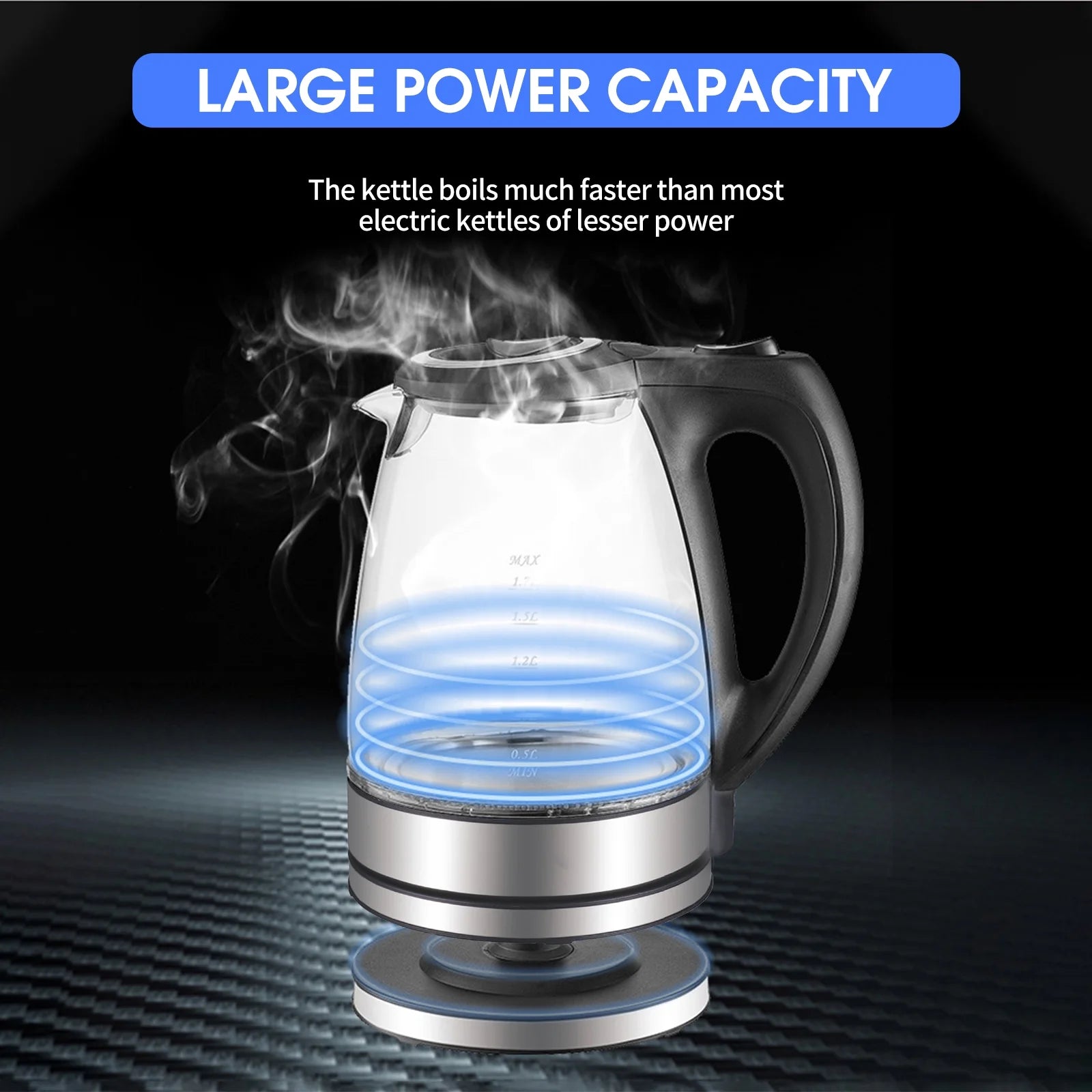 1500W Electric Glass Kettle with Auto Shut-Off S292