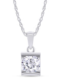 14K Solid White Gold 1ct Lab Created Moissanite Solitaire Pendant Necklace I807