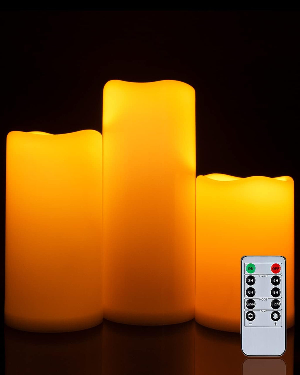 Waterproof Flameless LED Pillar Candles with Remote, Set of 3 W68308