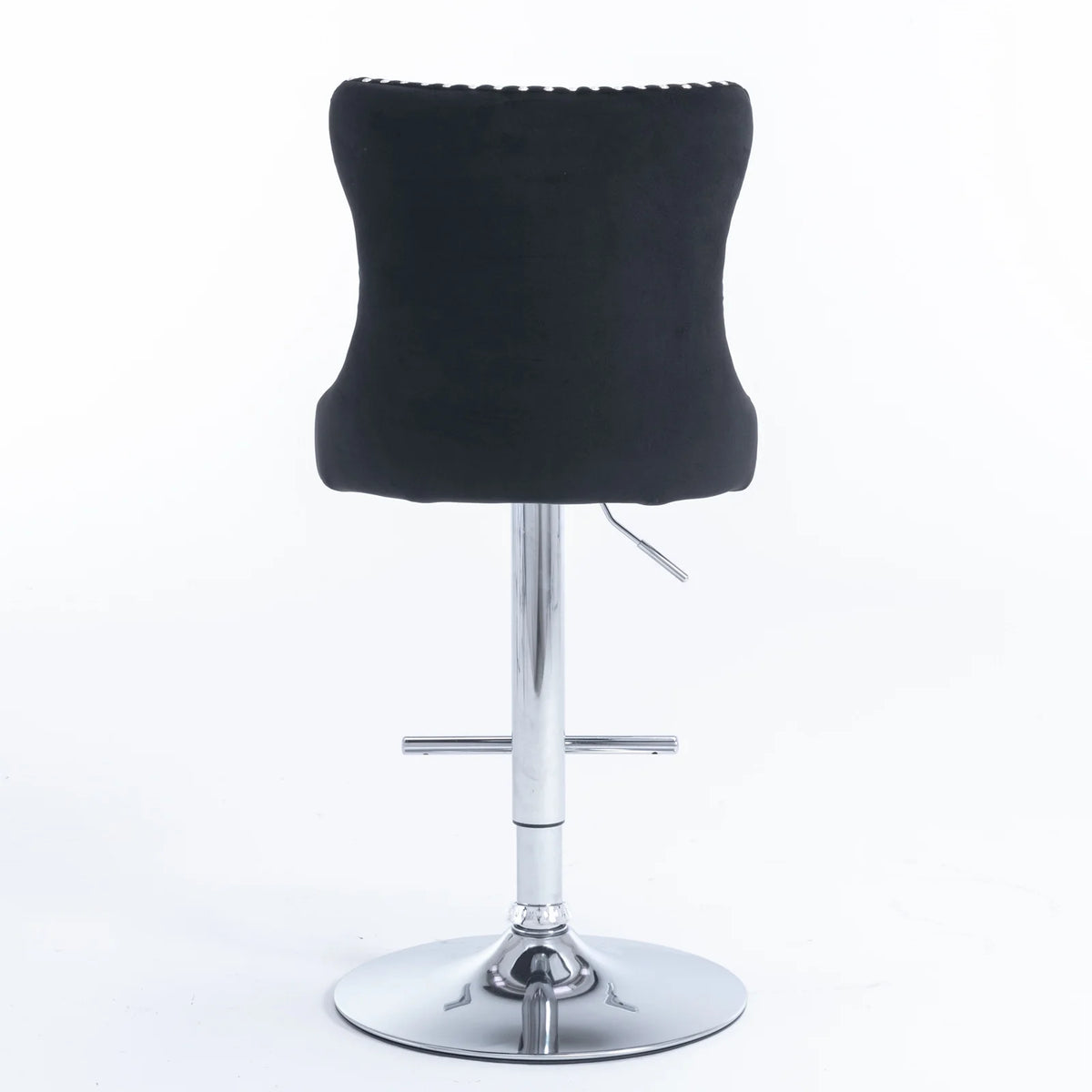 Swivel Velvet Barstools with Backs, Set of 2, Black V26831