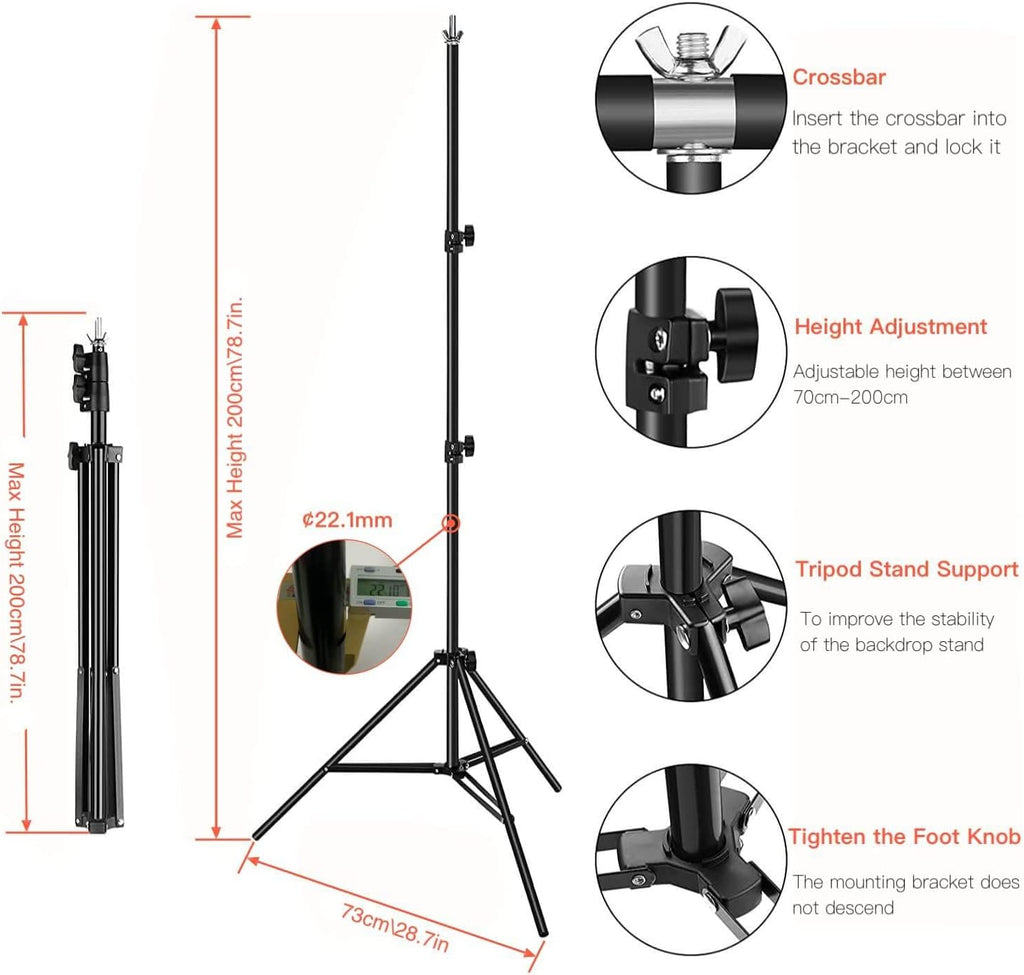 Backdrop Stand 6.5x10ft/2x3m Heavy Duty Background Stand Support System with Carrying Bag B585