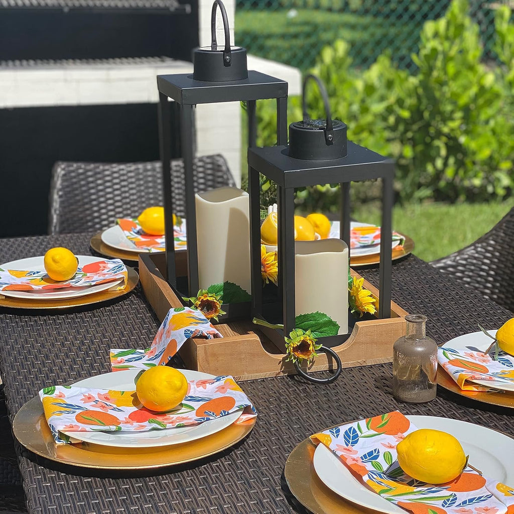 Large Outdoor Lantern with Solar Candle, 18 Inch Tall, Matte Black Metal Frame, Waterproof Flameless Pillar Candle V98774
