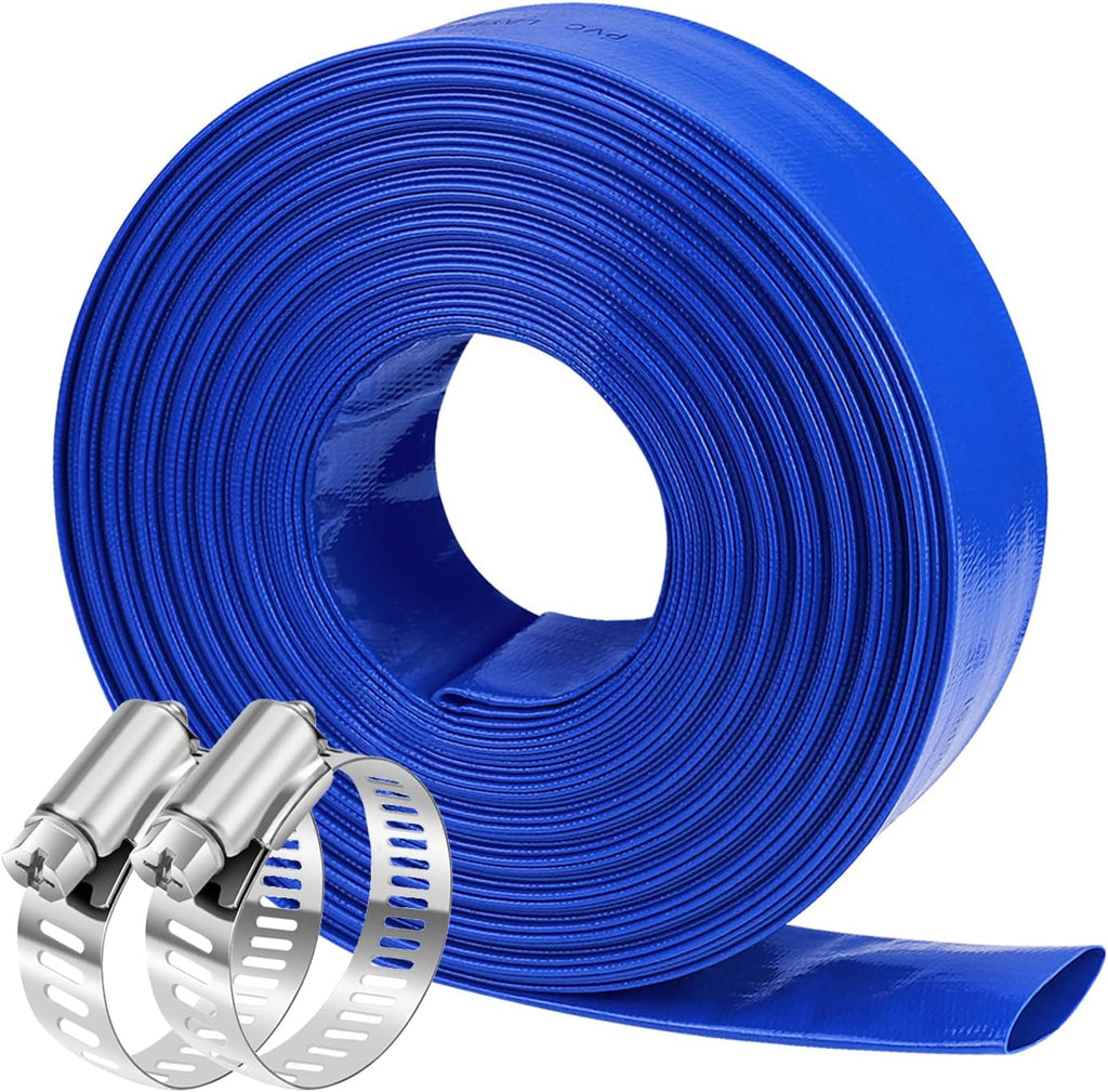 Heavy Duty Reinforced Lay Flat Discharge Hose, 1.5 Dia x 100 ft, Pack of 2 S9929