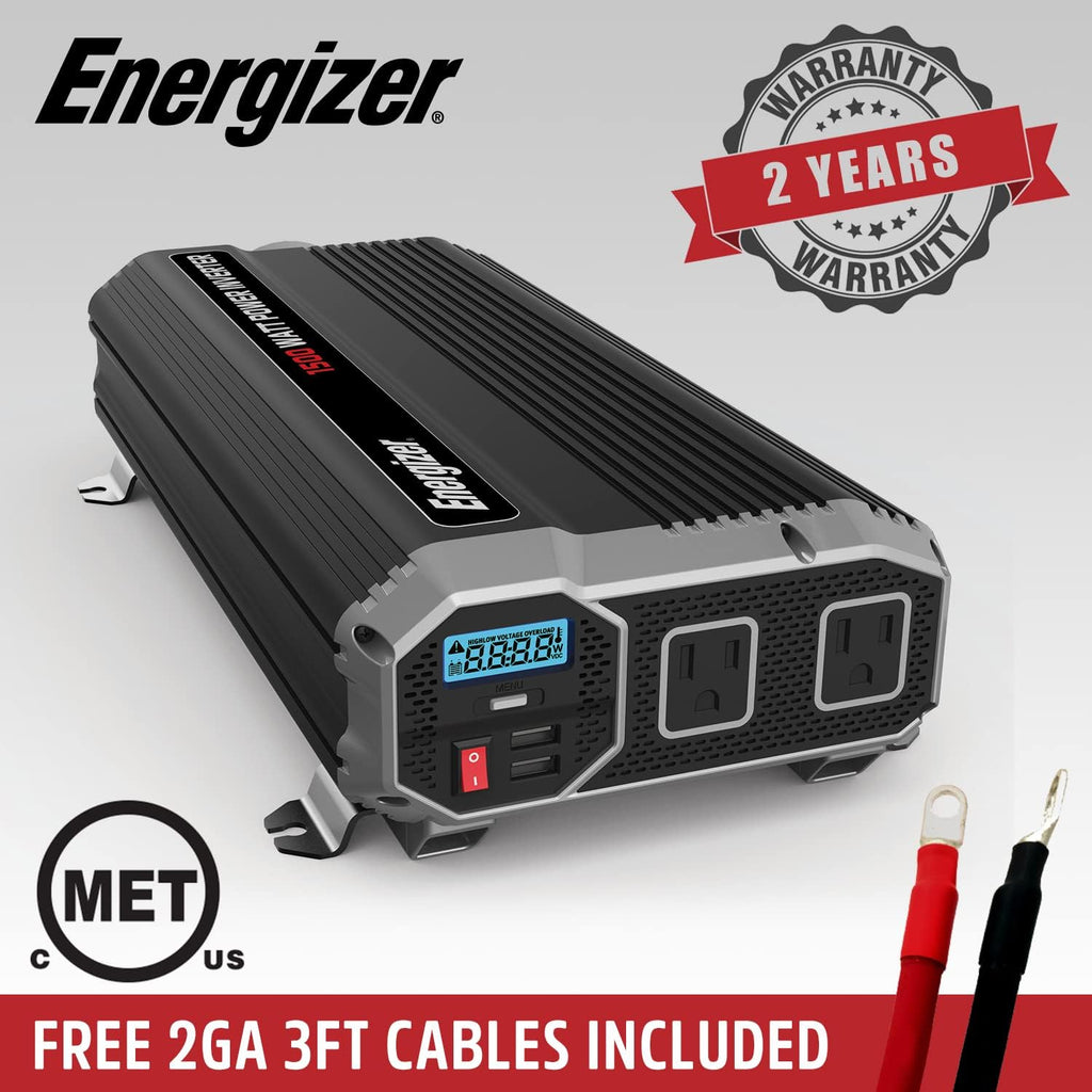 1500 Watts Modified Sine Wave Car Power Inverter, 12v to 110v, Two AC Outlets, Two USB Ports V2828