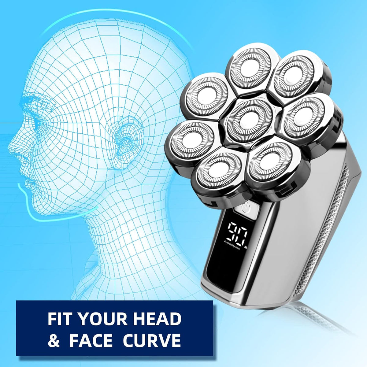 Electric 8D Head Shaver with Floating Head, IP65 Waterproof Rotary Shaver Grooming Kit Pack of 2 F727