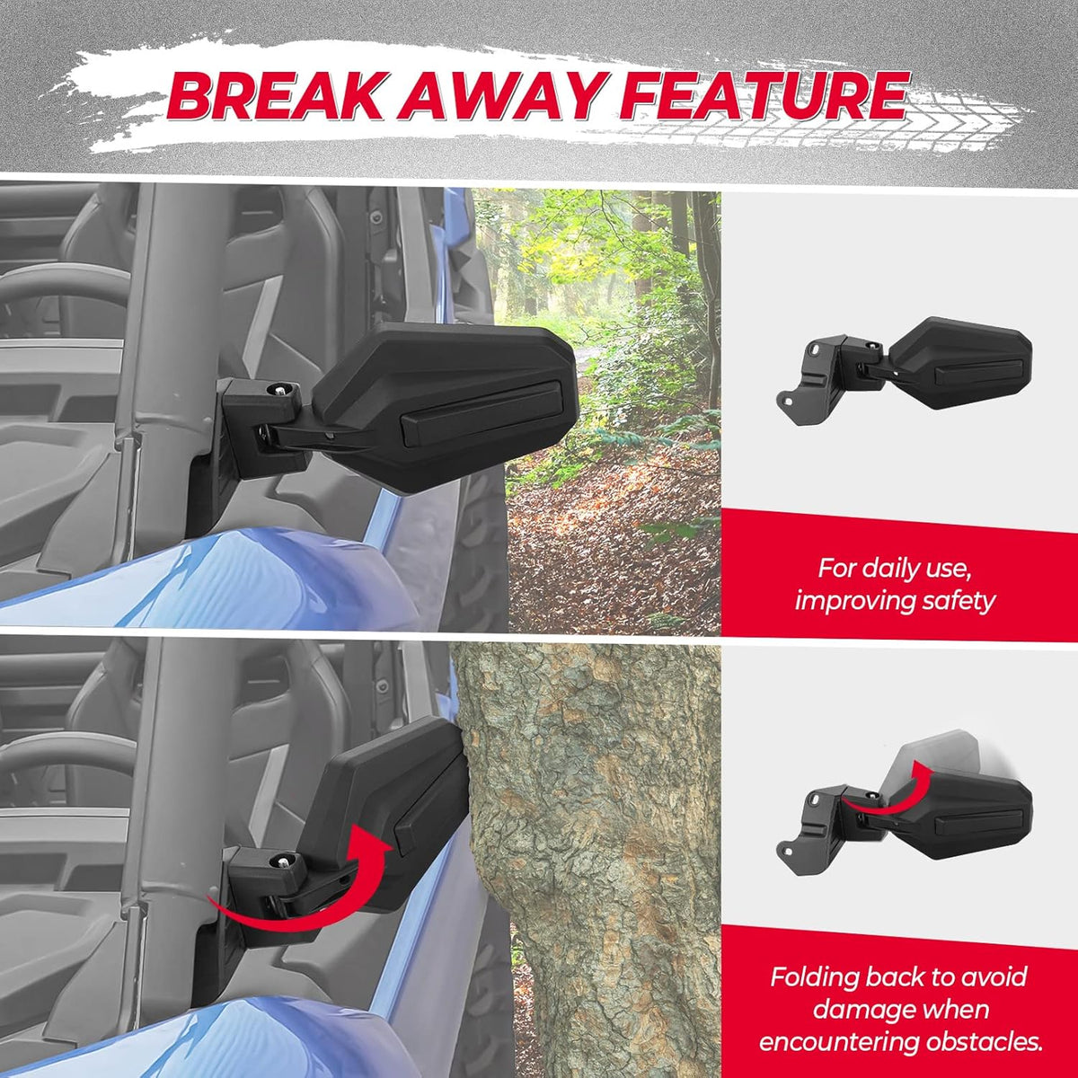 Adjustable Folding Rear View UTV Side Mirrors P254838