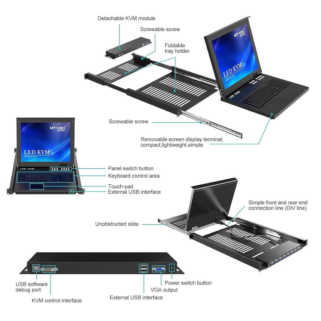 8 Port LCD KVM Console with Cables F2515