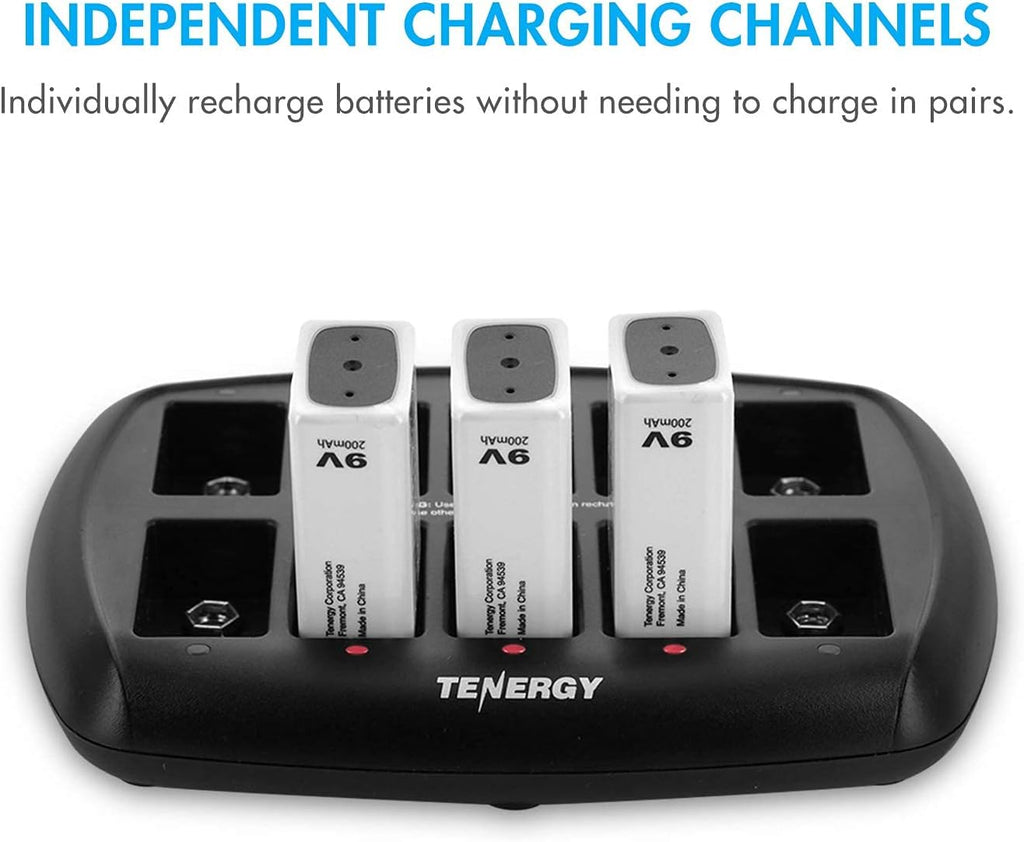 9V Rechargeable Batteries 600mAh 10PCS with 10-Slot Charger N796