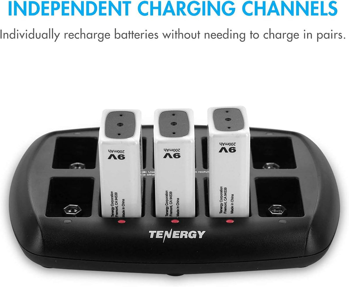 9V Rechargeable Batteries 600mAh 10PCS with 10-Slot Charger N796
