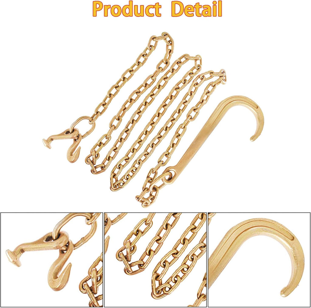 Grade 70 Tow Chain 5/16 x 10 FT with J Hook Recovery Pack of 2 W24538