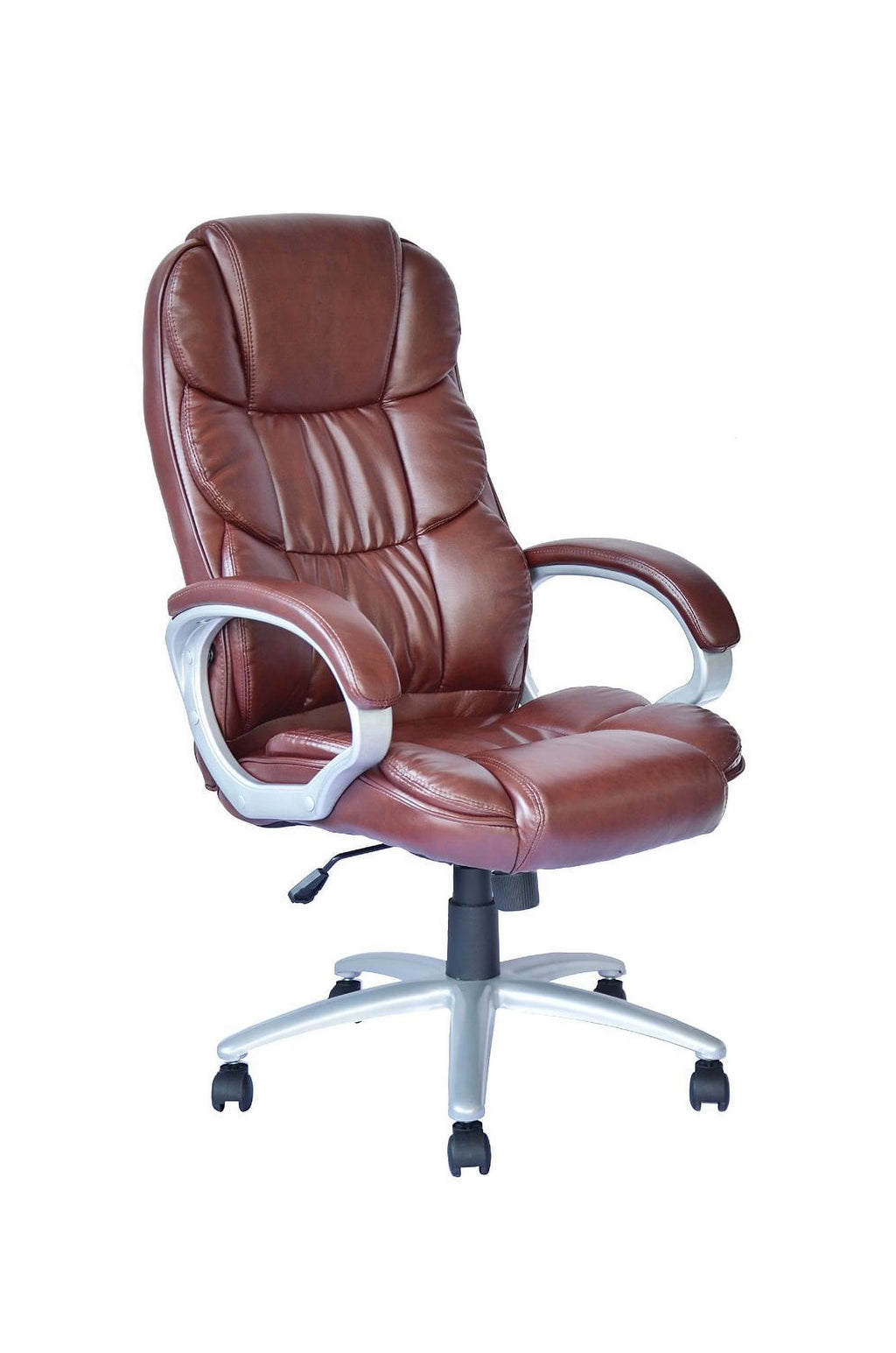 Brown PU Leather Ergonomic High Back Office Chair with Lumbar Support Q807285