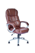 Brown PU Leather Ergonomic High Back Office Chair with Lumbar Support Q807285