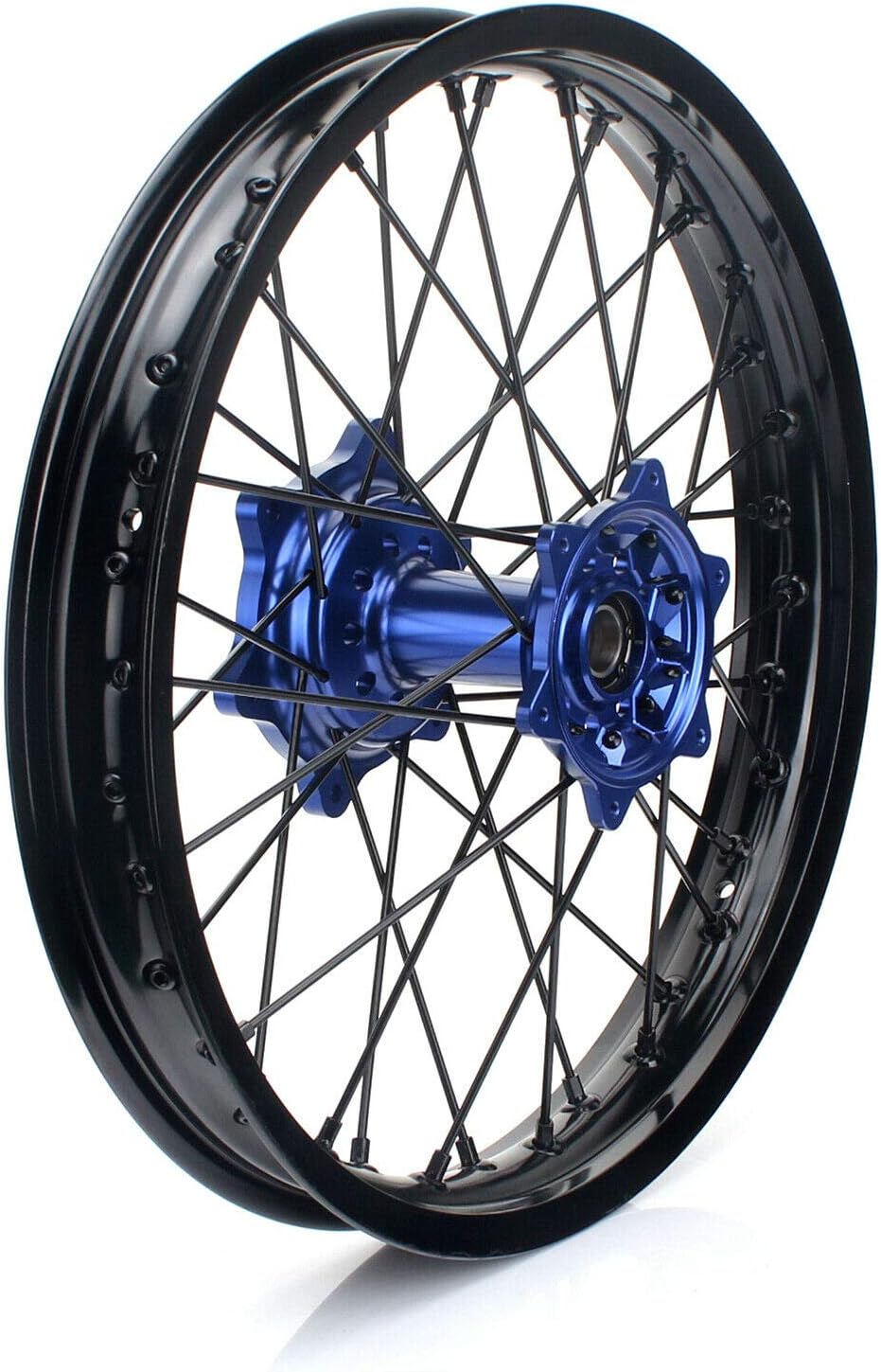 17" X 4.25" Supermoto Rear Complete Wheel Set Rim Spokes Blue Hub T47187