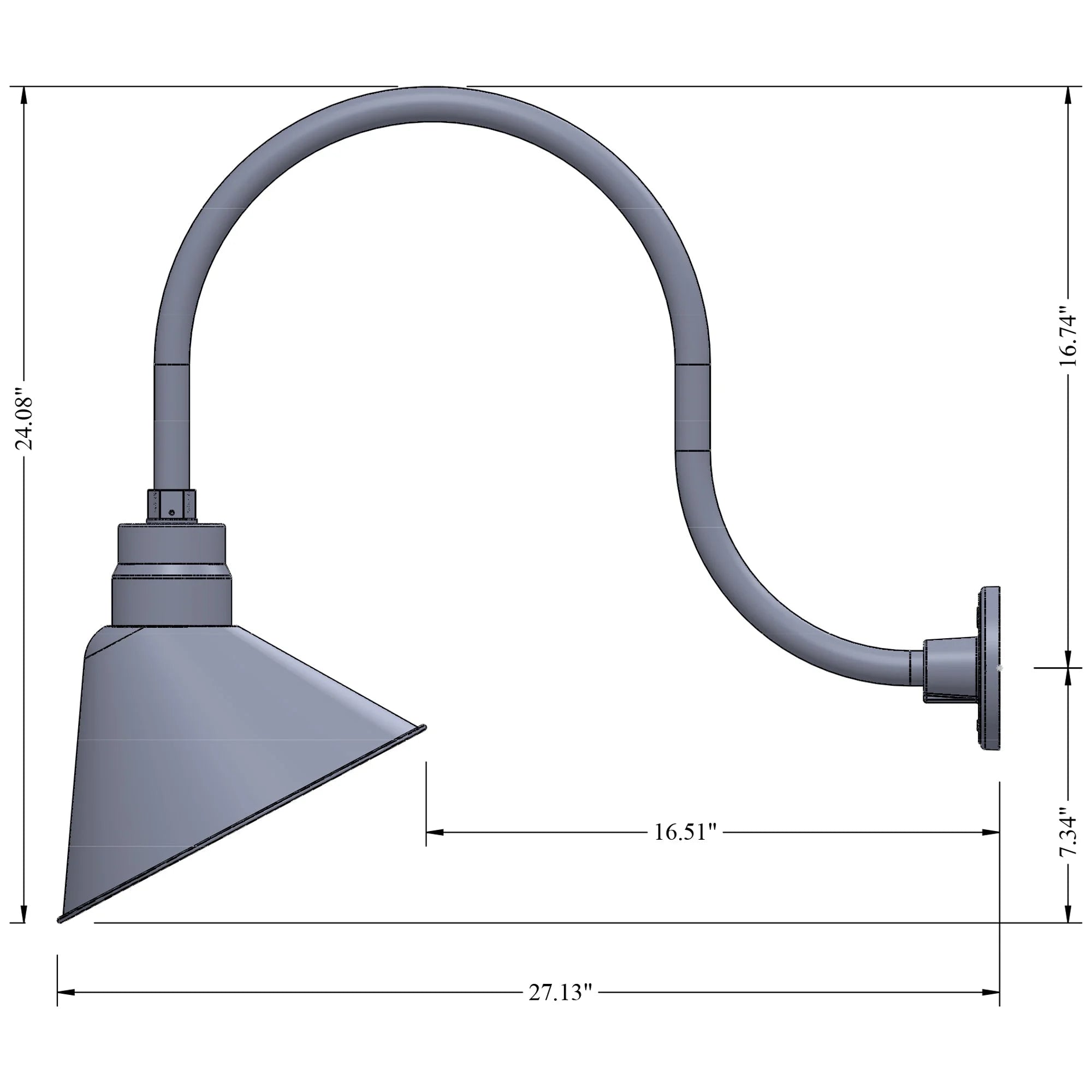 Galvanized Wall Sconce Sign Light Fixture with 24in Extension Arm, 9W 900lm A19 LED Bulb Q292844