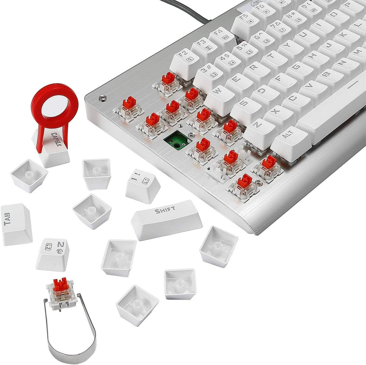 87-Key White Mechanical Keyboard with Red Switches V8179