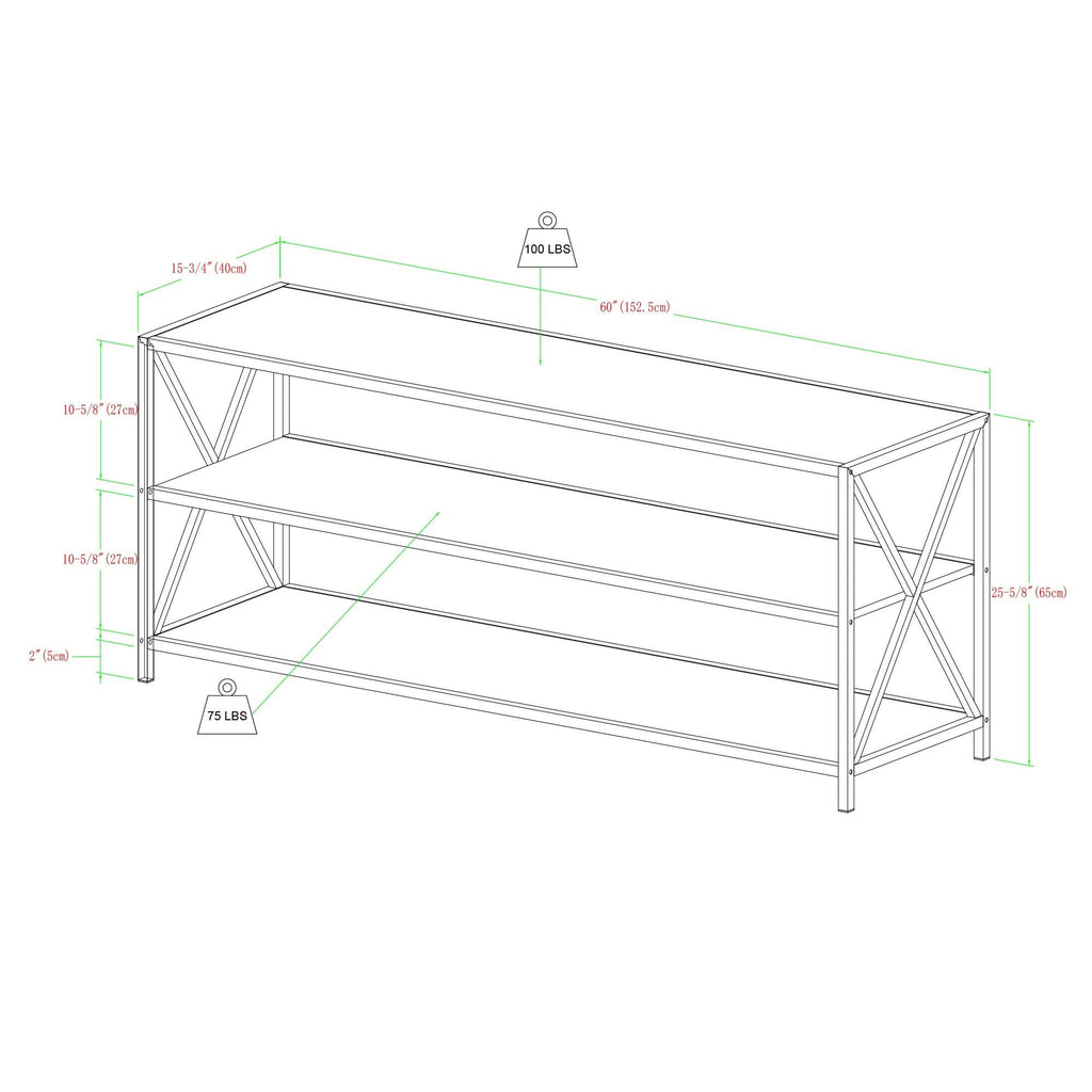 3-Piece X-Frame Entertainment Wall - Driftwood / Black Metal G2553
