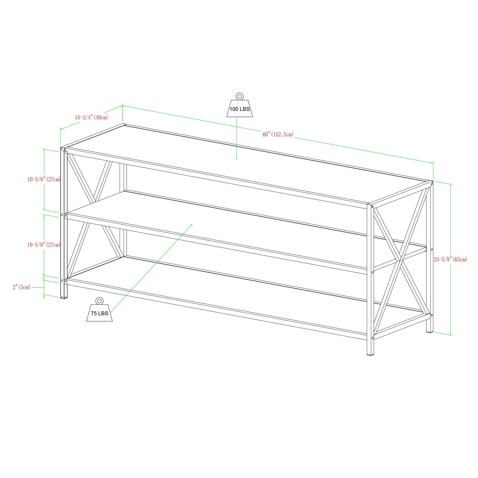 3-Piece X-Frame Entertainment Wall - Driftwood / Black Metal G2553